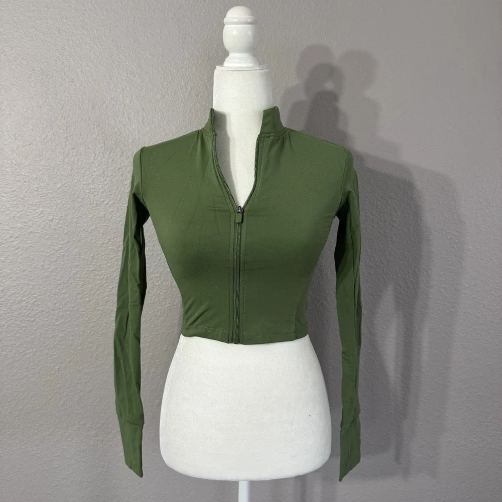 Balance Athletica Women's‎ Size XS Green Long Sleeve Cropped Jacket Thumbholes